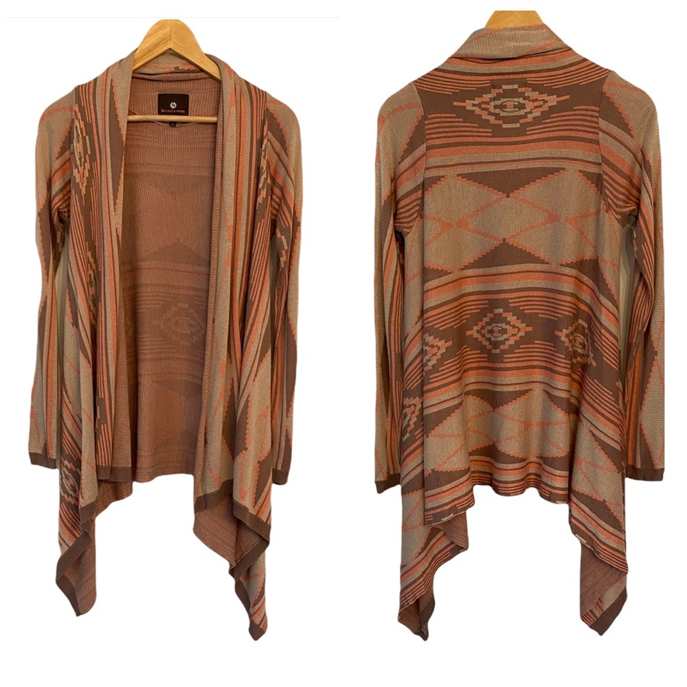 Heartloom Cardigan Sweater Size XS Aztec Southwest Print Open Front